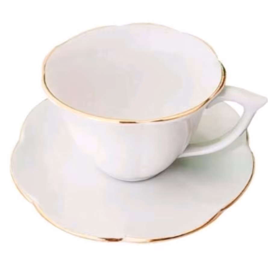 فنجان و نعلبکی لبطلا نیلوفری چینی مقصود  12 پارچه شامل شش فنجان و شش نعلبکی 