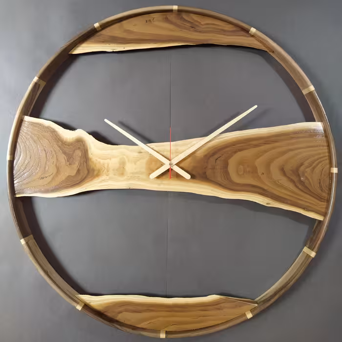 ساعت دیواری  چوبی روستیک قطر 80