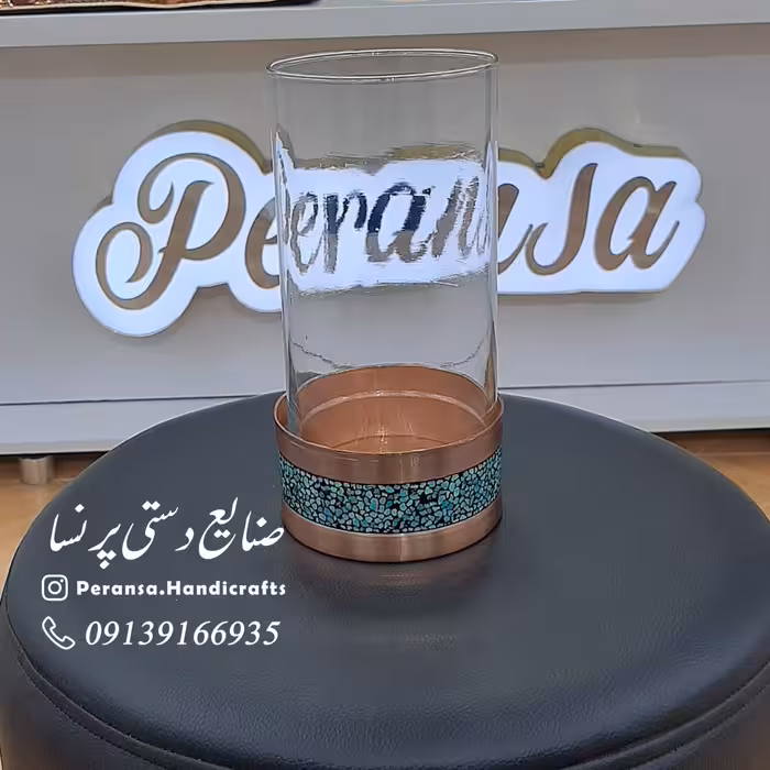 جا شمعی فیروزه کوب شده ارتفاع 20 سانتیمتر برند پرنسا ارسال رایگان