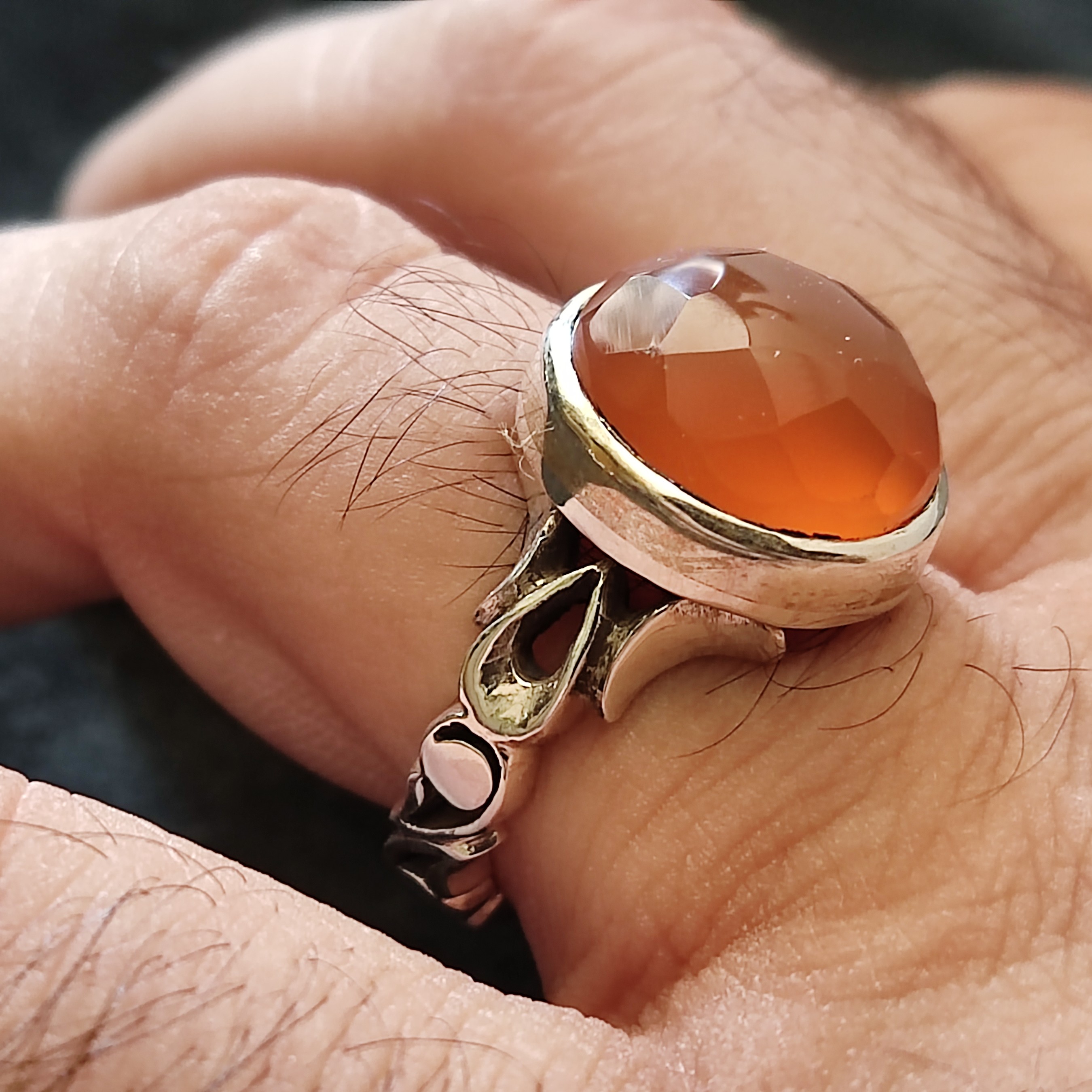 عقیق یمنی پرتقالی تراش جواهری