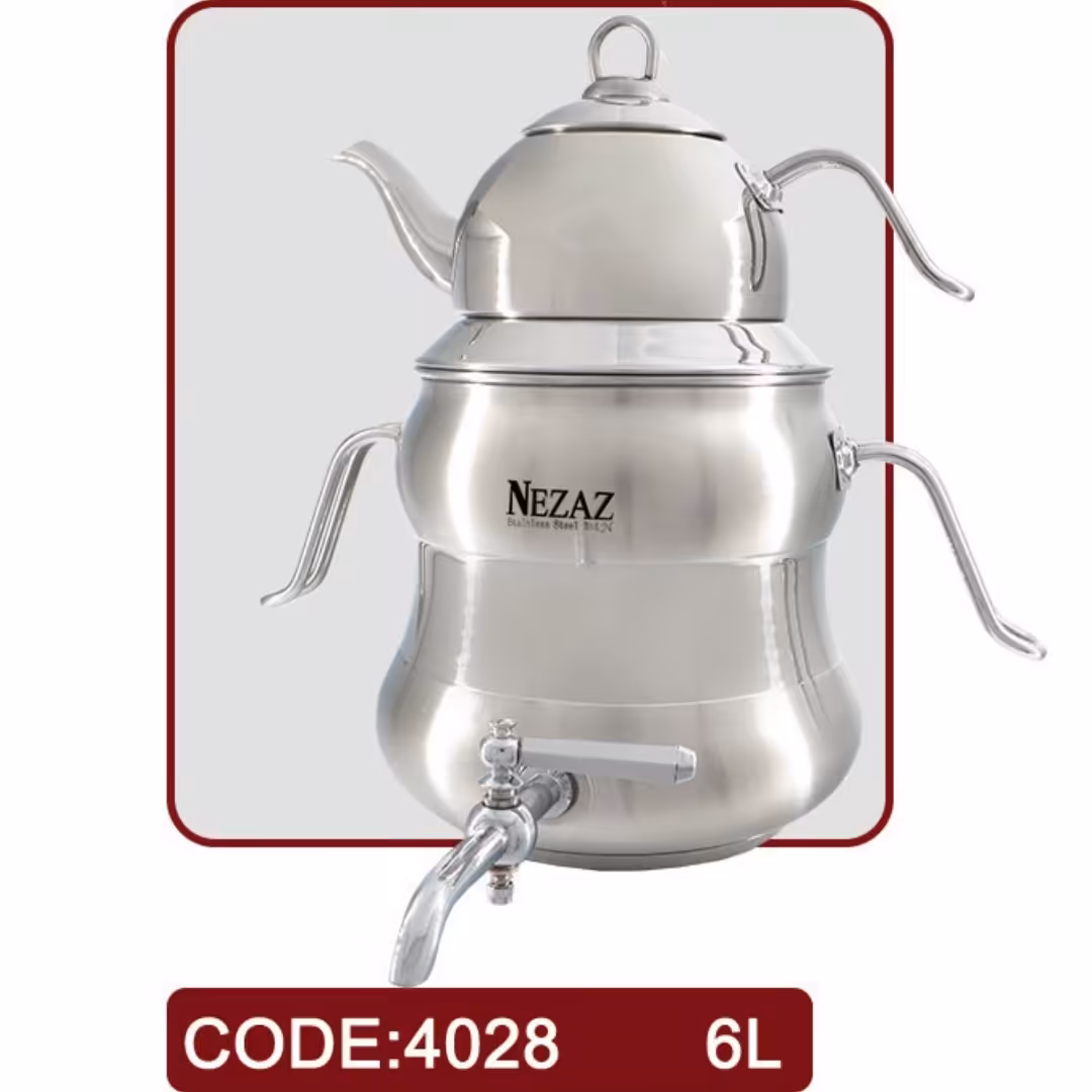 کتری قوری تمام استیل نزاز 6 لیتر کد 4028