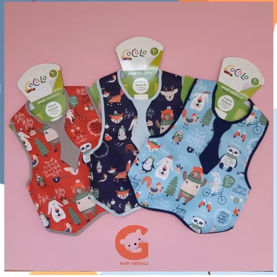 پیشبند جلیغه ای ضد آب  نوزاد  کرواتی برند کوکالو در سه رنگ جذاب پسرانه