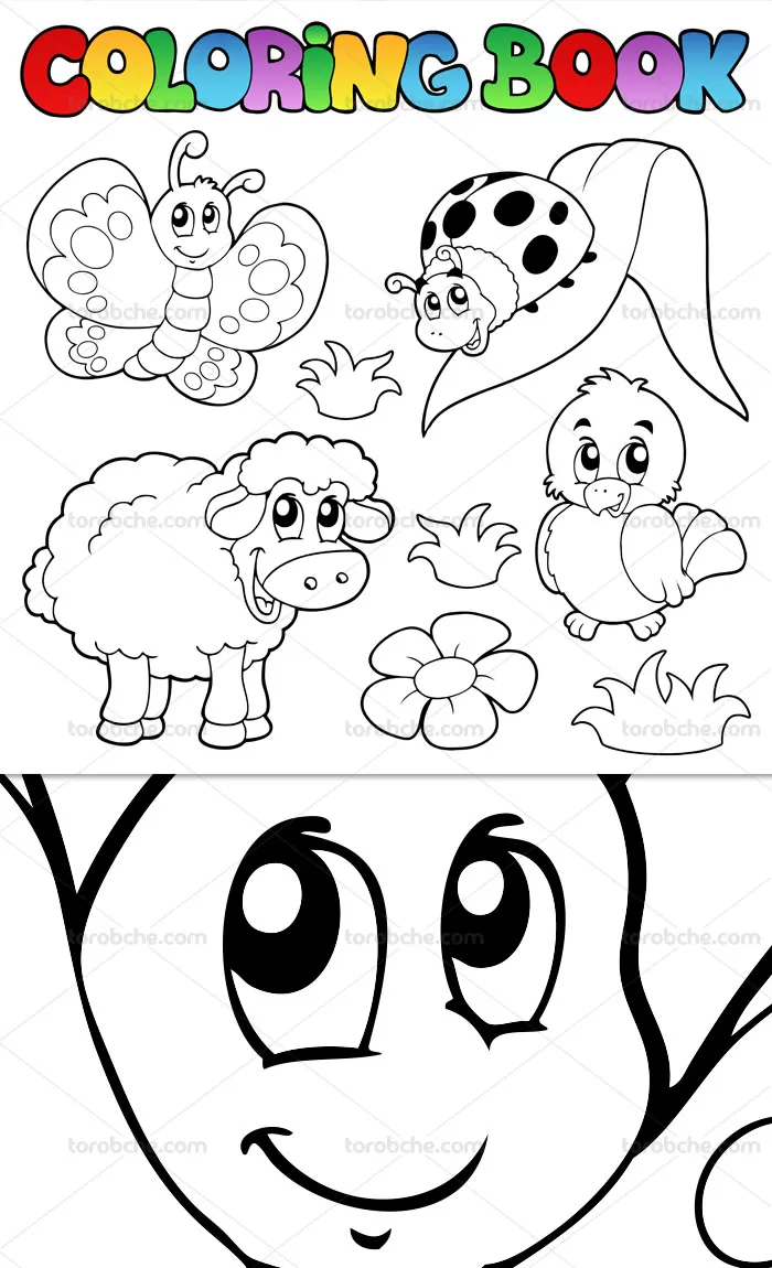 وکتور جذاب حیوانات برای رنگ آمیزی کودکان | گرافیک با طعم تربچه