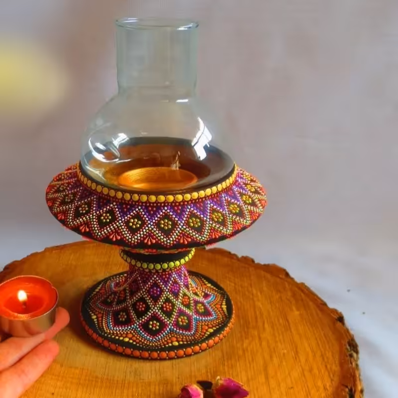 جاشمعی سفالی وارمری طلایی