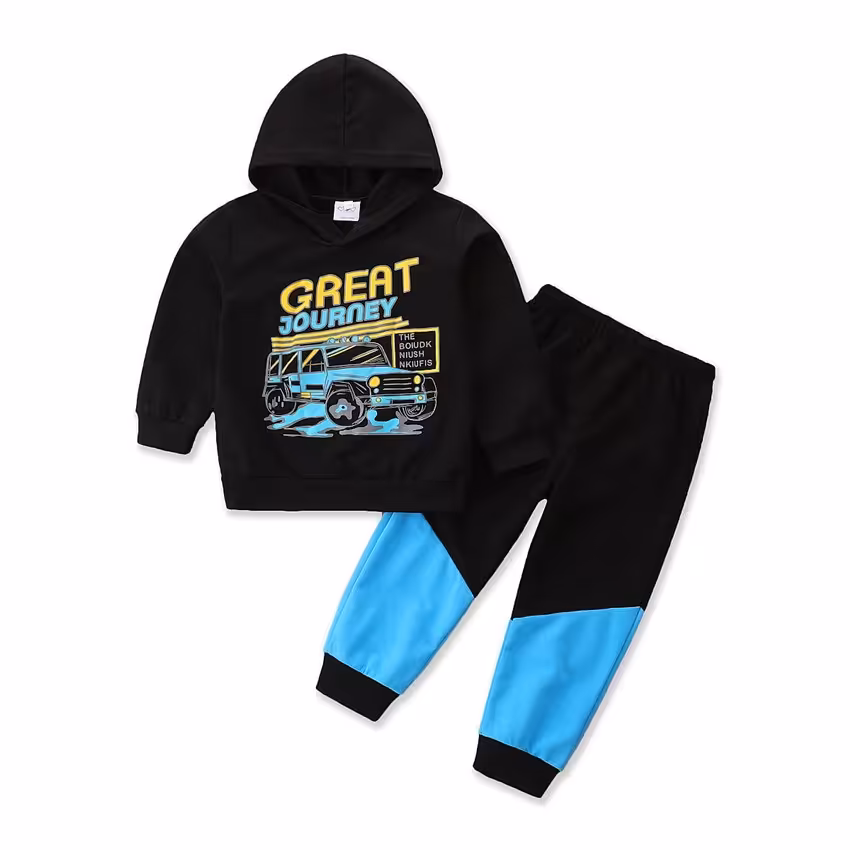   ست هودی کلاه دار و شلوار وارداتی بچگانه پسرانه کد 8H020 از 3 تا 6 سال