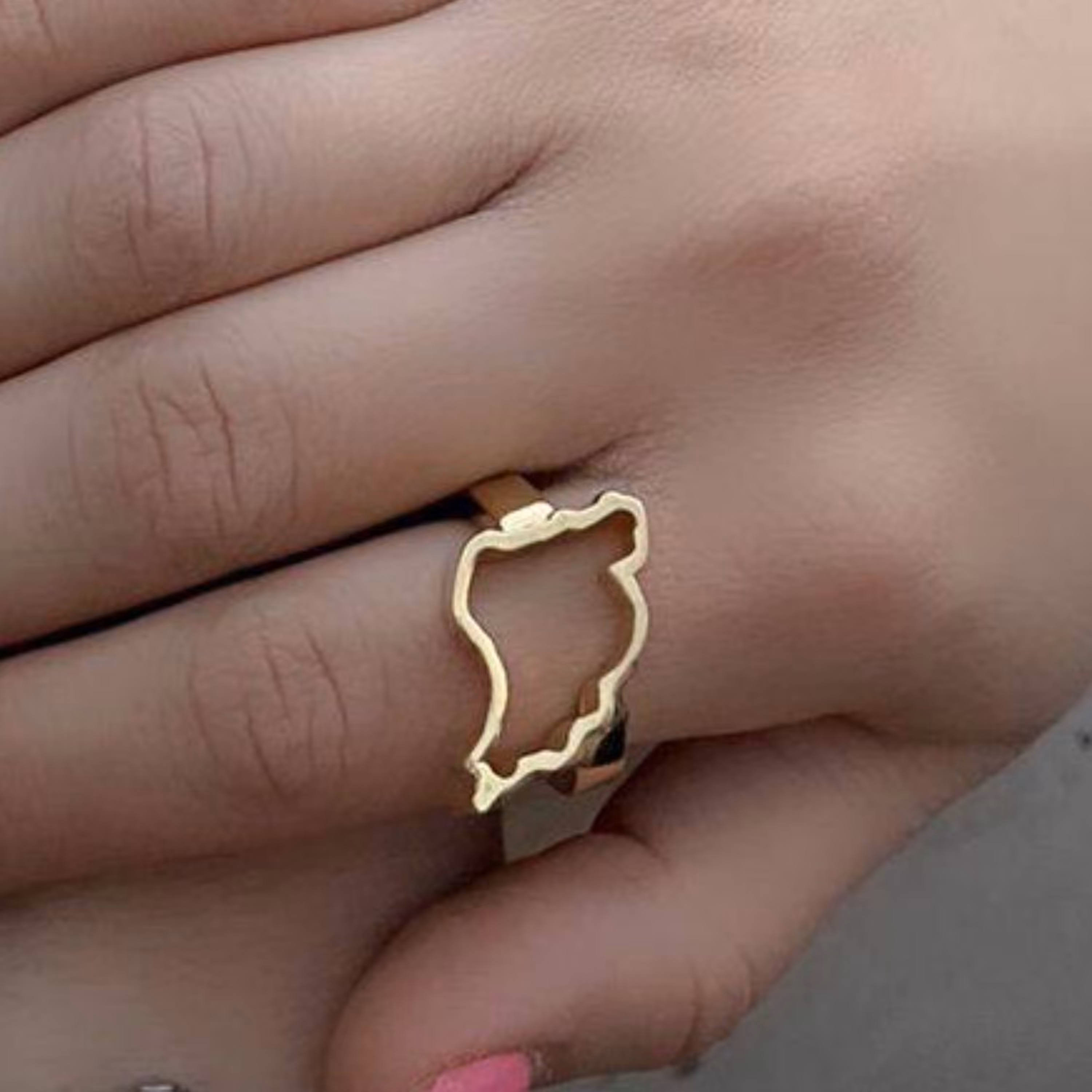 انگشتر نقشه ایران طلایی از جنس برنج