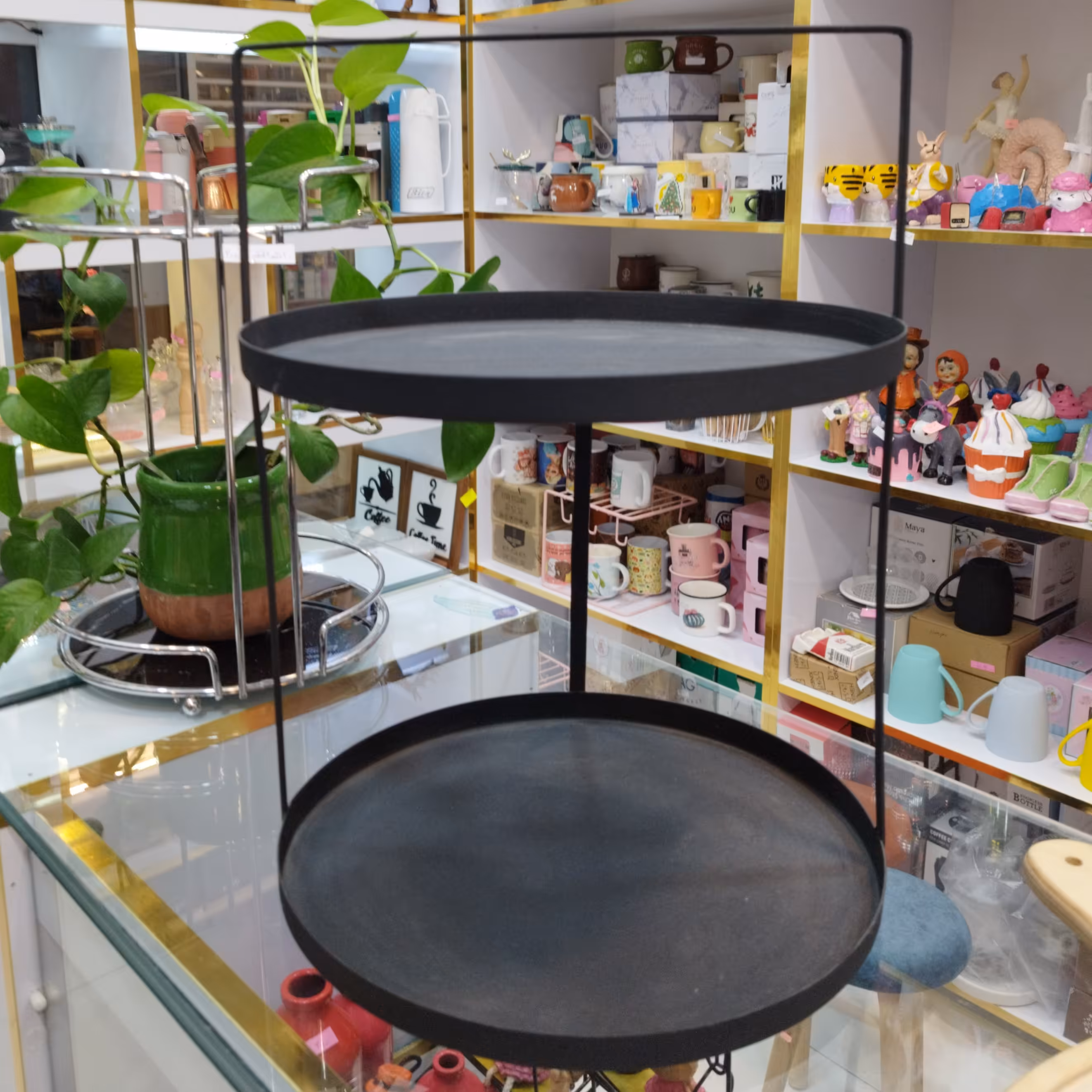 استند فلزی دوطبقه مشکی