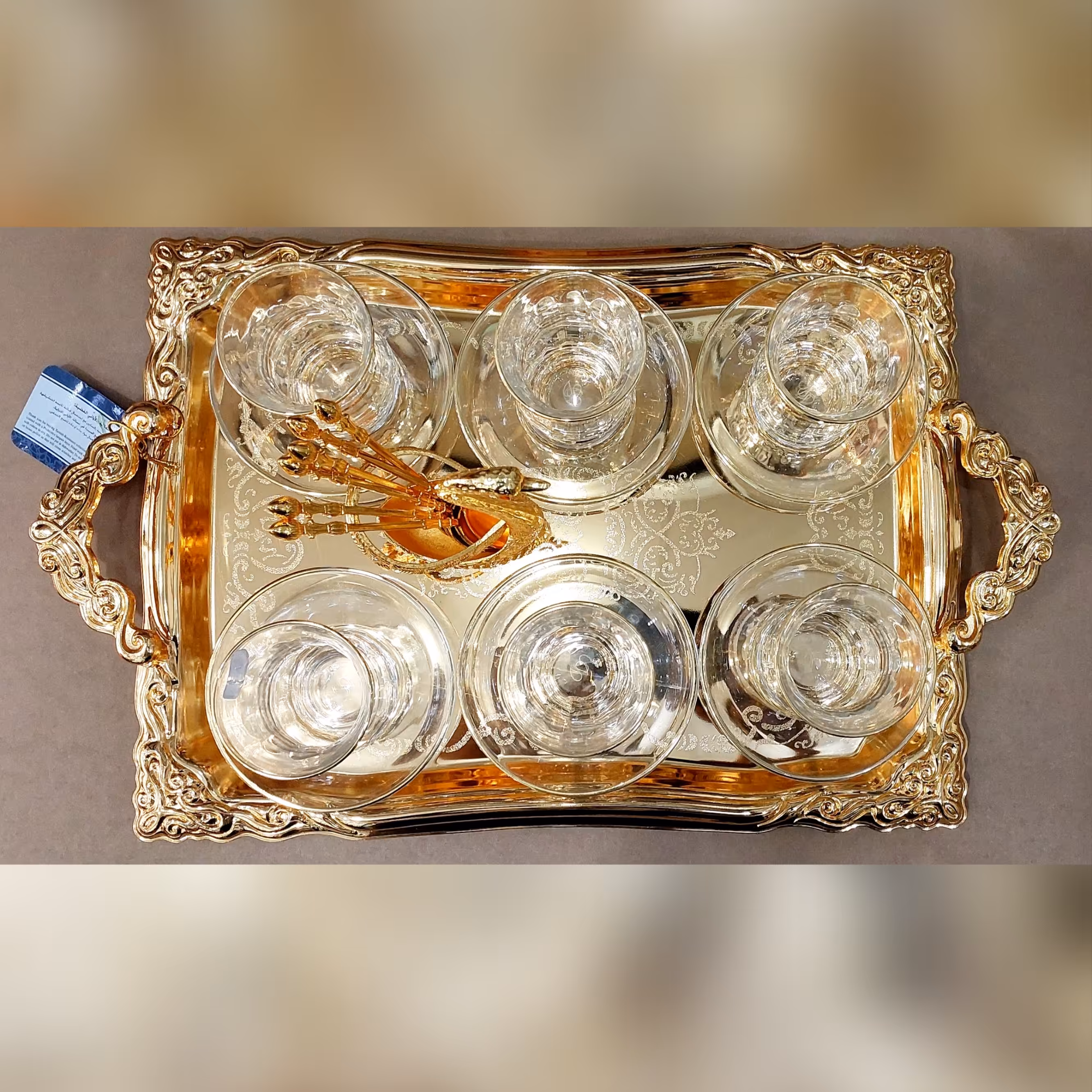  سینی و استکان  طلایی