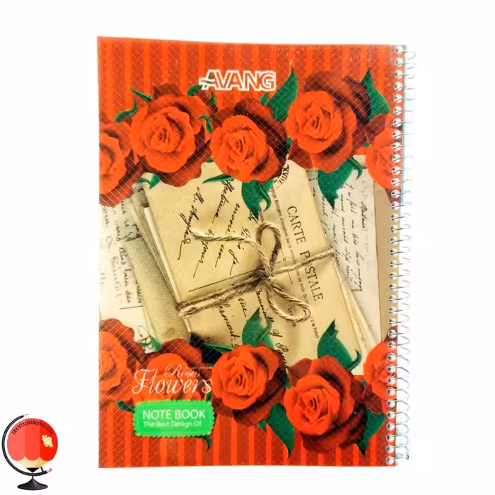 دفتر زبان سیمی چهار خط 50 برگ طرح رز آونگ