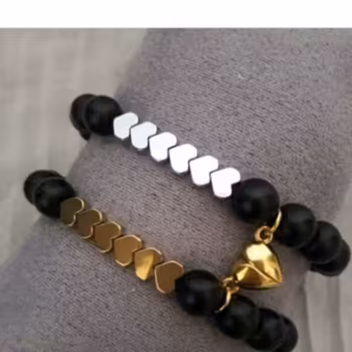 ست دو عددی دستبند دوستی با قفل مگنتی قلبی