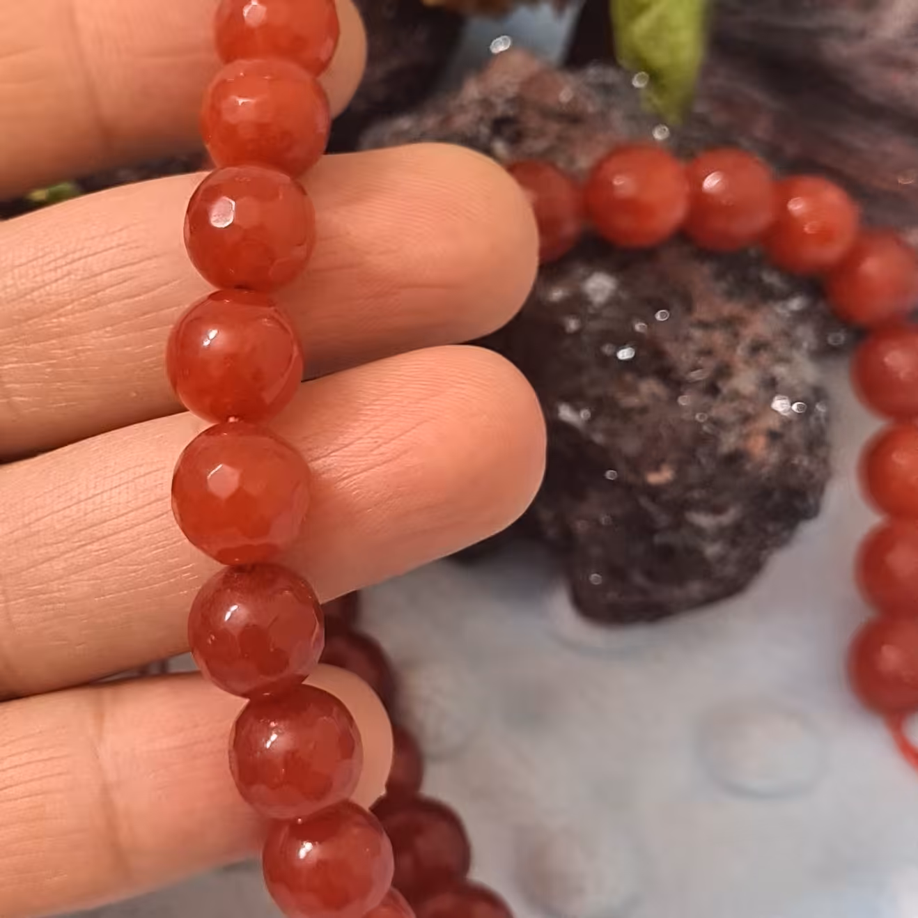 ریسه سنگ عقیق سلیمانی تراش سایز 10 زیبا ودرجه یک هر یک  عدد مهره