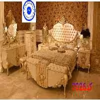 سرویس خواب دونفره کد 7026 چوب راش شامل تخت – دراور – قاب اینه – پاتختی