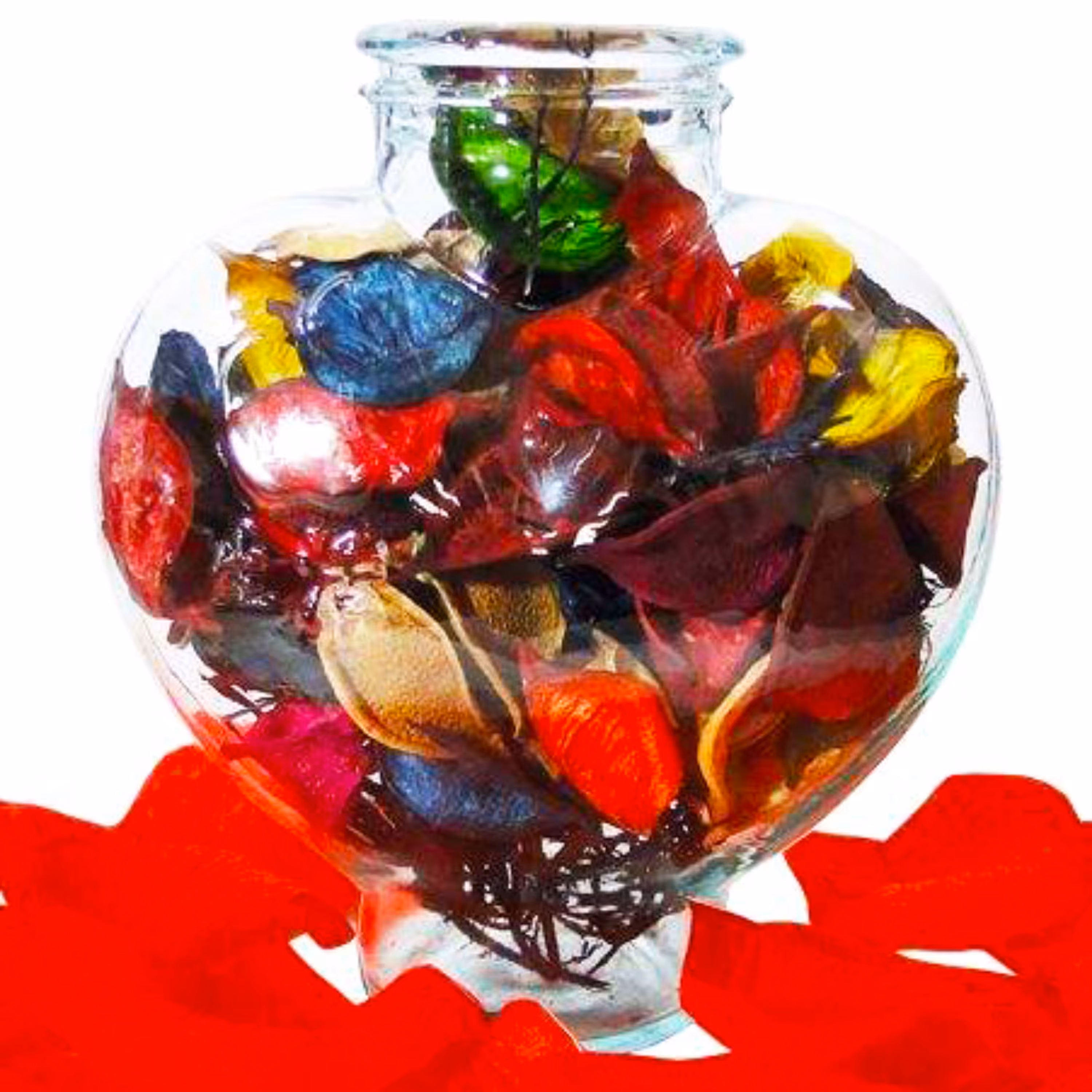 قلب شیشه ای با گل خشک کادویی سایز بزرگ