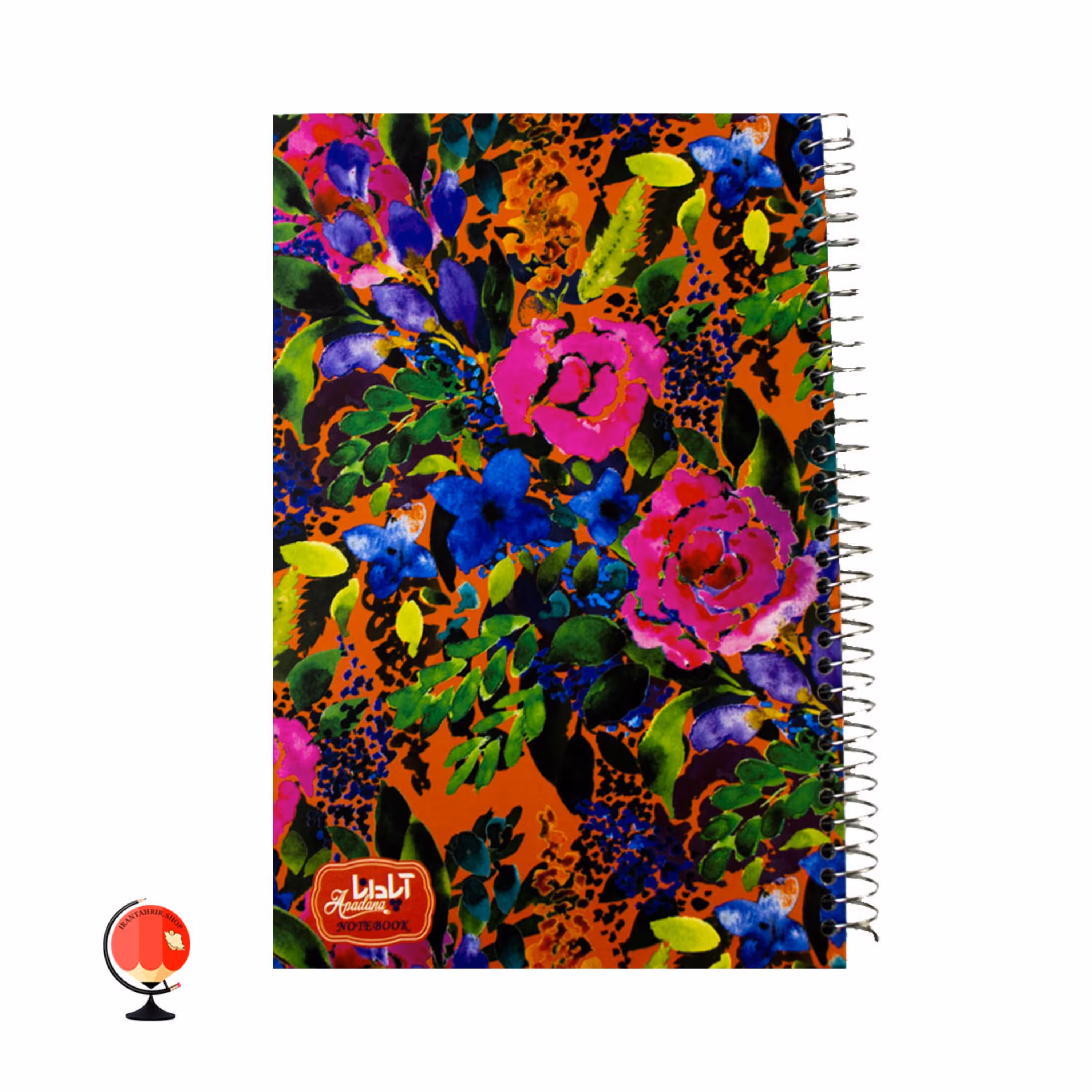 دفتر 100 برگ سیمی جلد سخت برند آپاداناطرح گل آبرنگی کد 1675