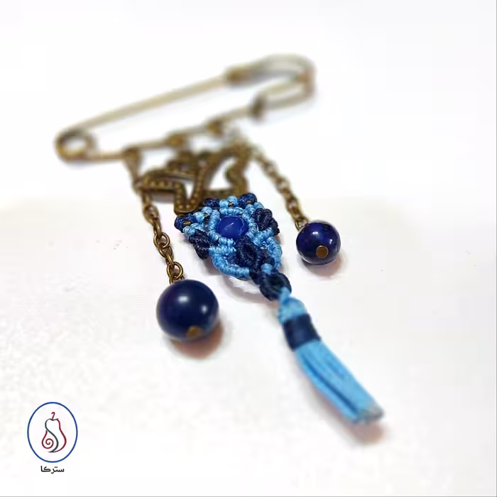 سنجاق اسکاتلندی میکرو مکرومه بافی سنگ جید و لاجورد