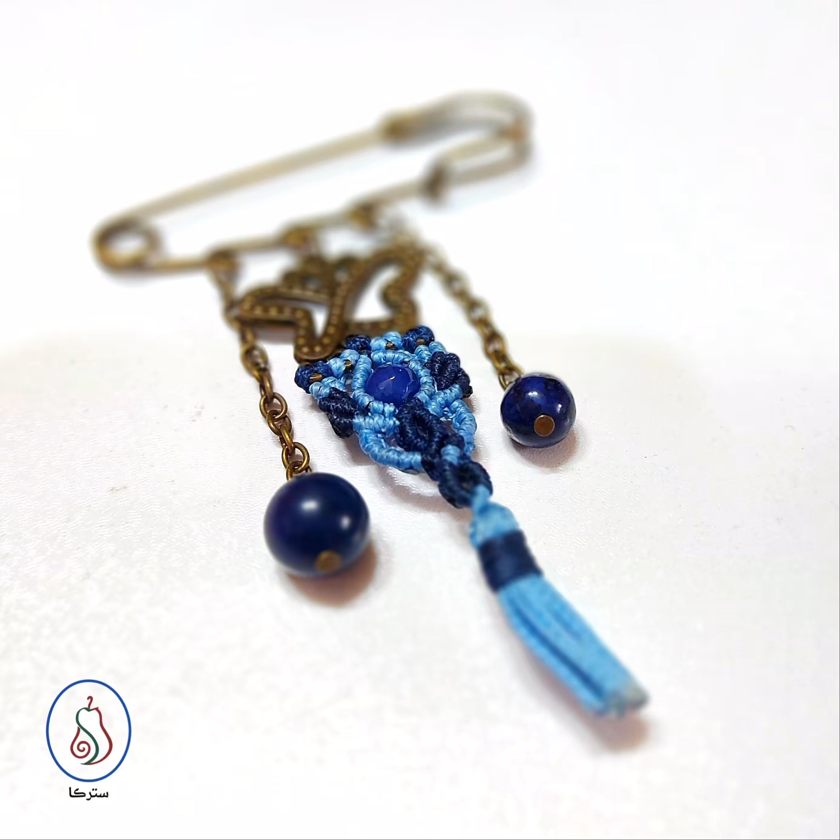 سنجاق اسکاتلندی میکرو مکرومه بافی سنگ جید و لاجورد