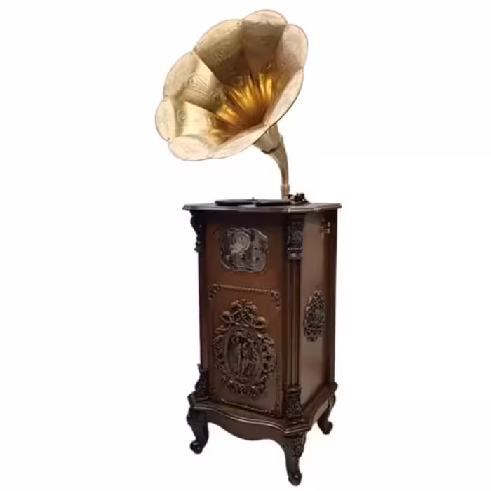 گرامافون پنج کاره والتر مدل 3501 رنگ قهوه ای شیپور فایبرگلاس