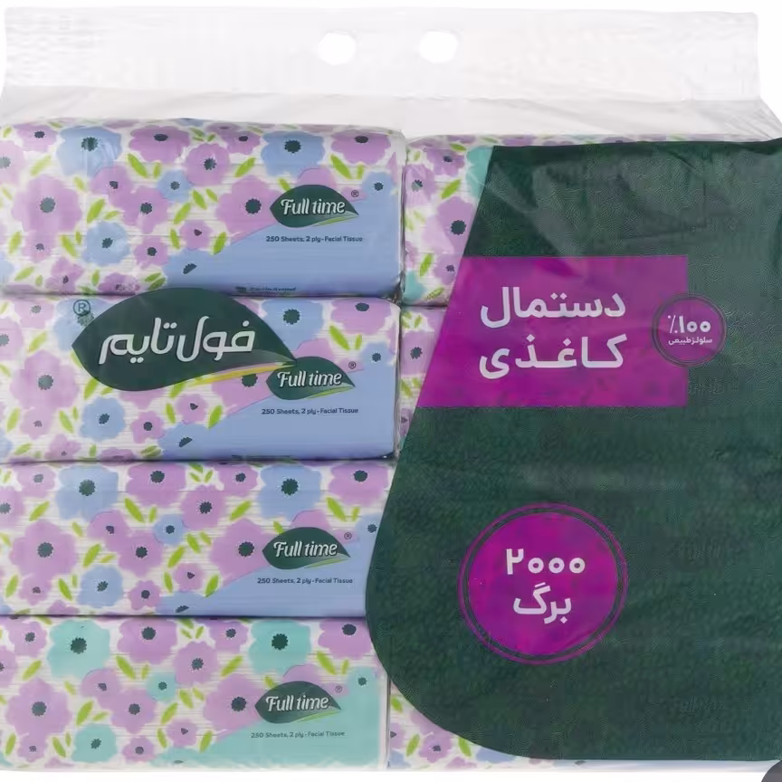 دستمال کاغذی فول تایم بسته 8عددی