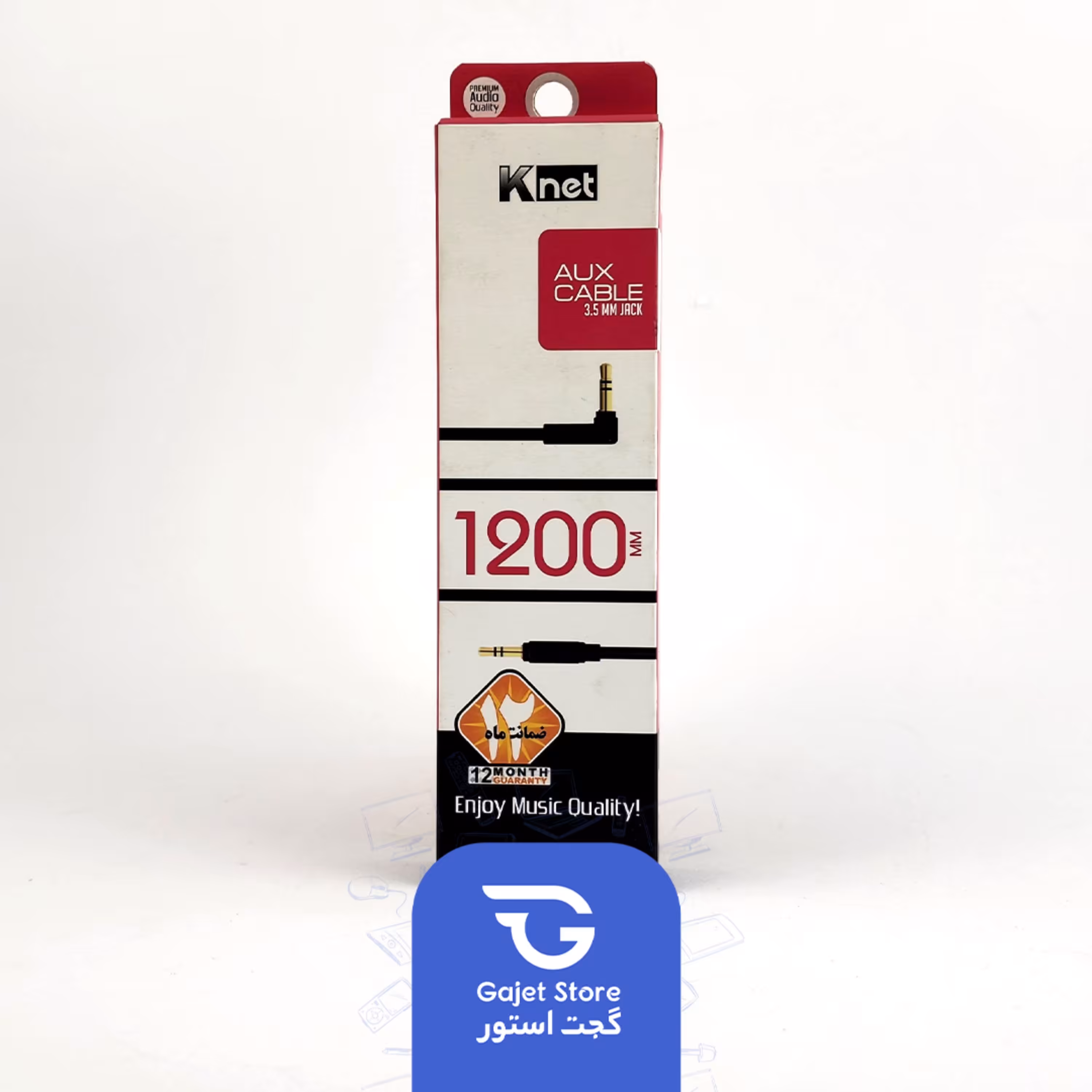 کابل صدا 1.5 متری AUX مدل کی نت K-net 1200MM  مدل 90 درجه