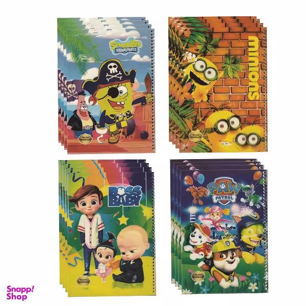 دفتر مشق 50 برگ سایرکار سیمی مدل پسرانه بسته 100 عددی