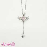 گردنبند دخترانه نقره ای مدل قلب بالدار متحرک کد 1188