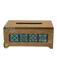 جعبه دستمال کاغذی جعبه چوبی مدل فیروزه لوکس باکس کد LB831