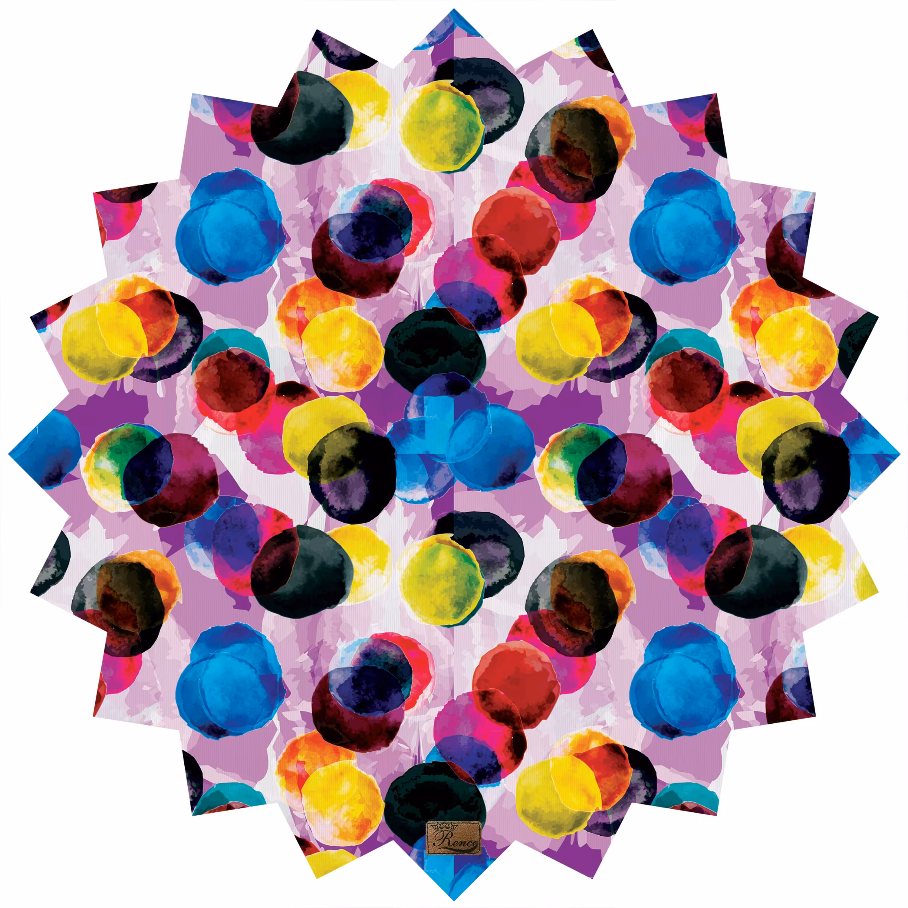 رومیزی مخمل طرح دایره رنگی سایز 90 در 95 مدل T6-548 شرکت رنس