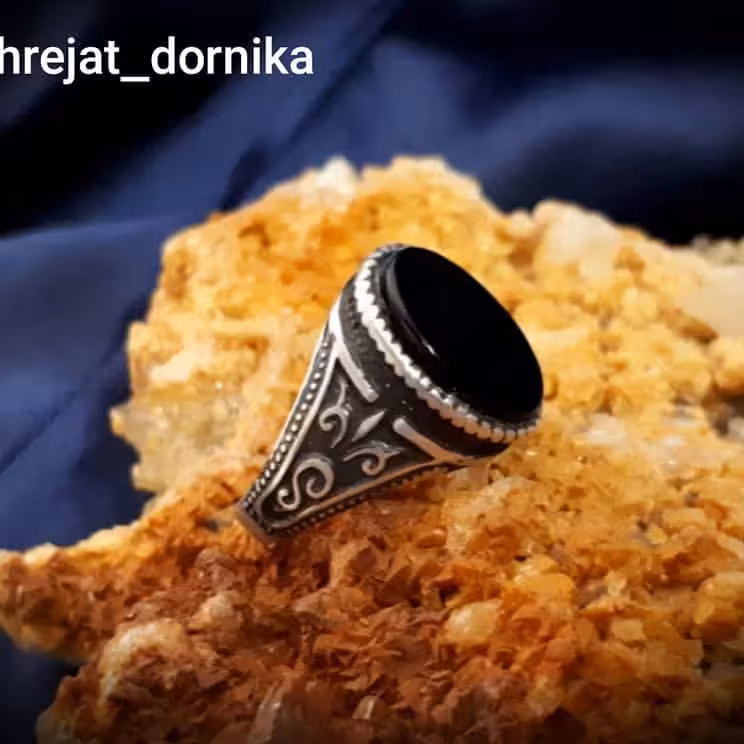 انگشتر مردانه نقره عقیق مشکی