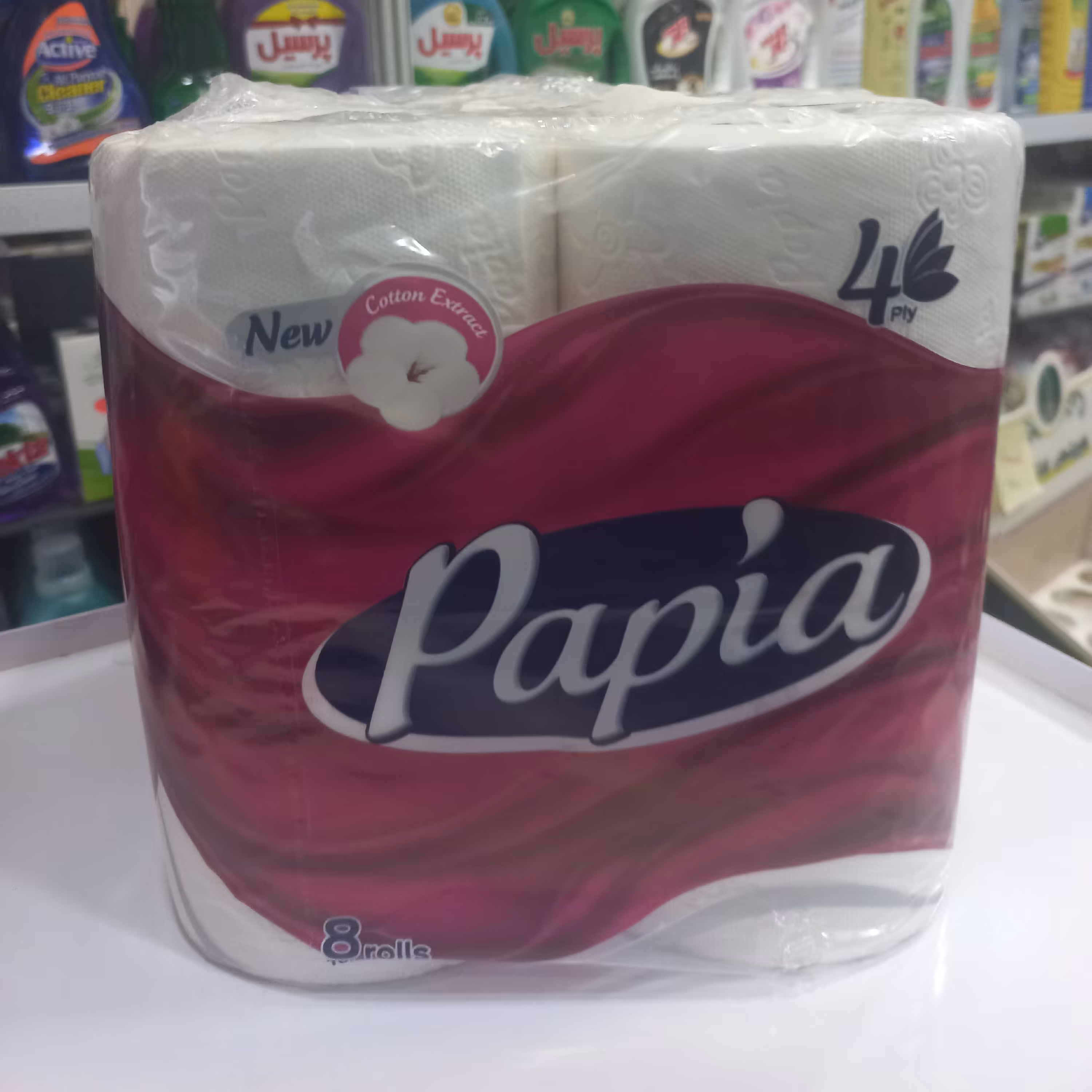 دستمال توالت پاپیا 8 قلو چهار لایه