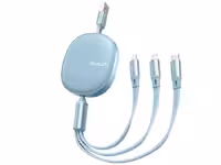 کابل 3 سر 66 واتی شارژ سریع و انتقال دیتا مک دودو Mcdodo CA-120 3-in-1 Retractable 6A Super Fast Charging Data Cable (آبی)