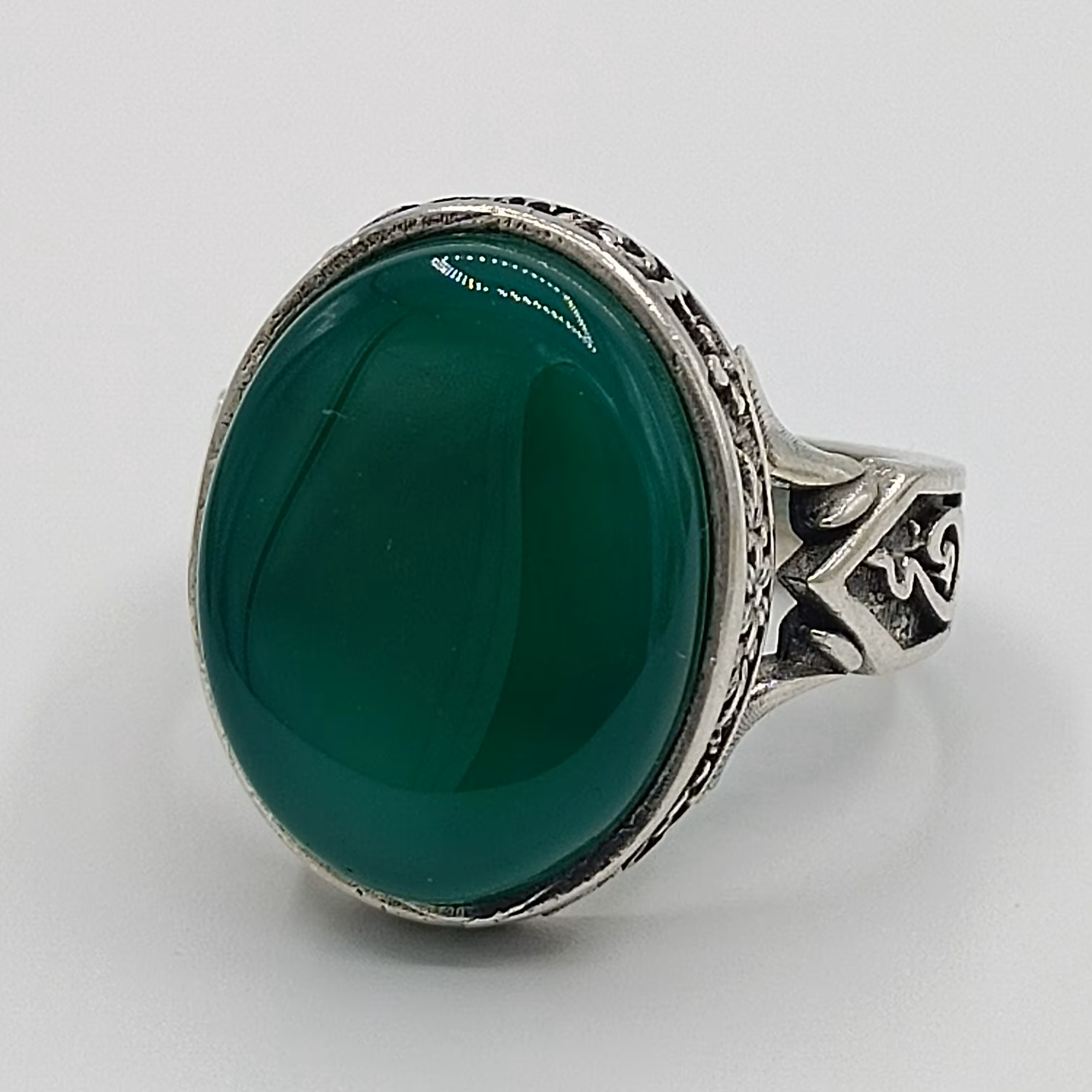 انگشتر نقره مردانه خطی عقیق سبز کد 1258