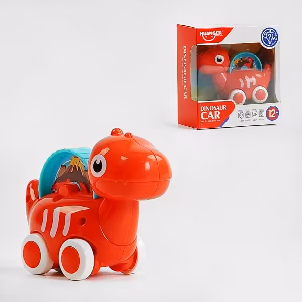 اسباب بازی دایناسور چرخ دار رنگ قرمز