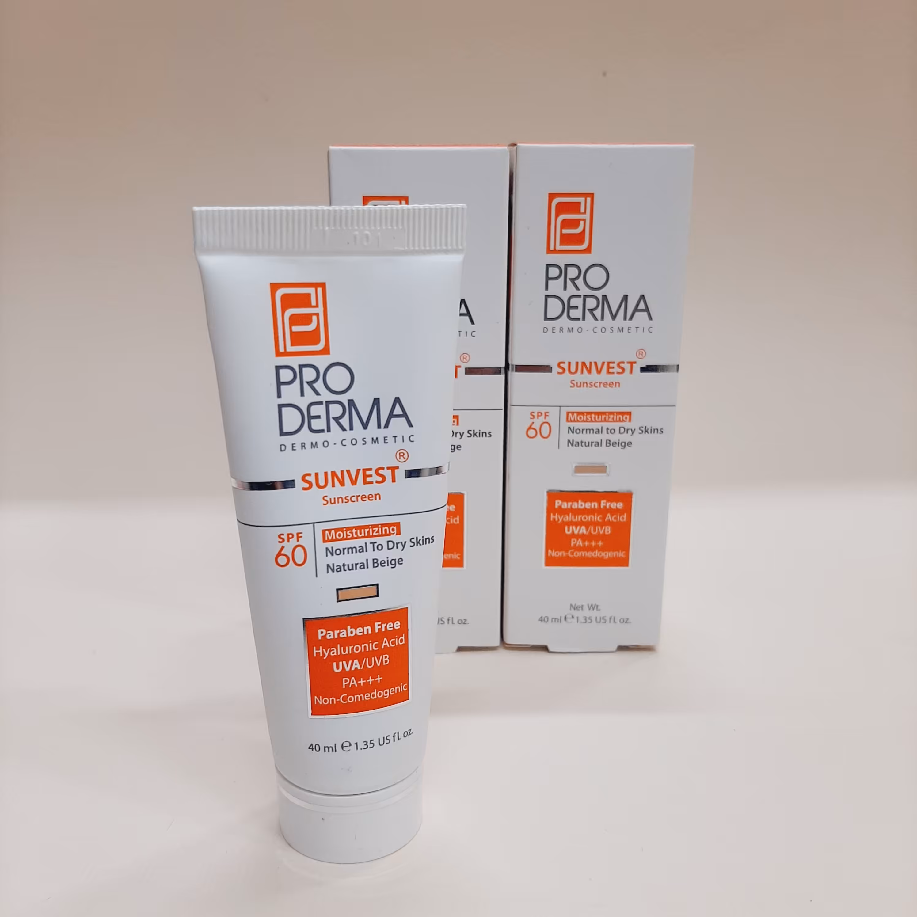 ضدآفتاب رنگی و مرطوب کننده پرودرما-SPF 60-رنگ بژطبیعی