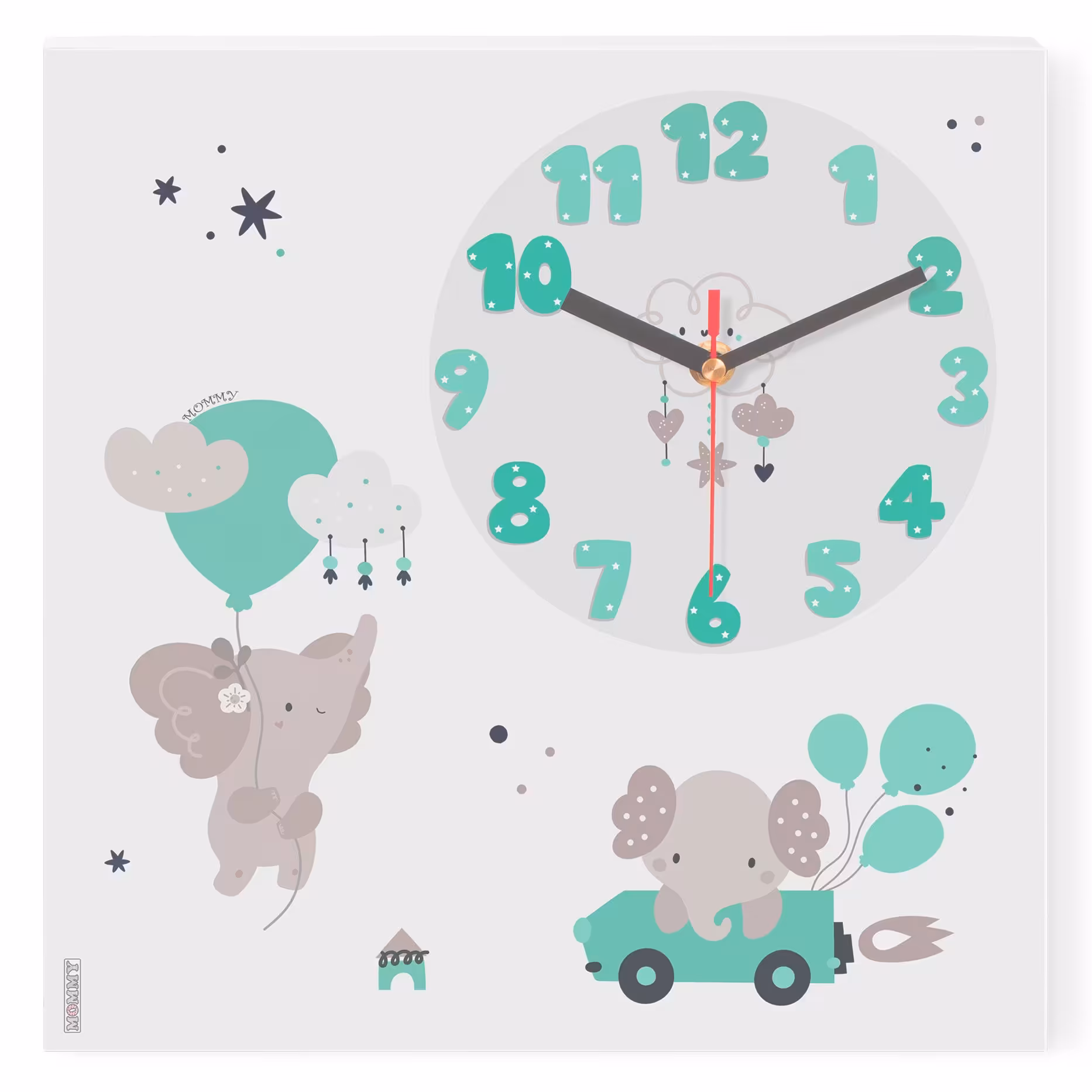ساعت دیواری کودک MOMMY طرح فیل و ماشین کد 4770