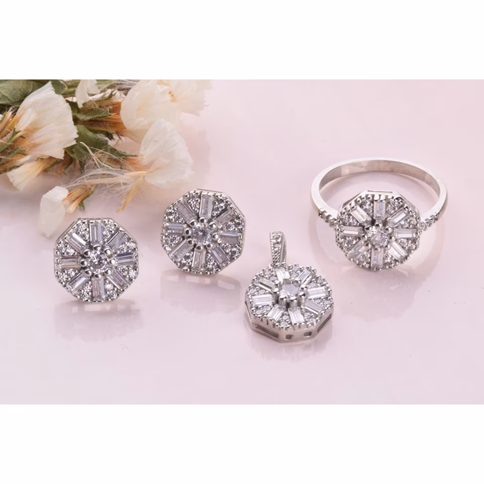 نیم ست جواهری نقره 925 خارجی اصل