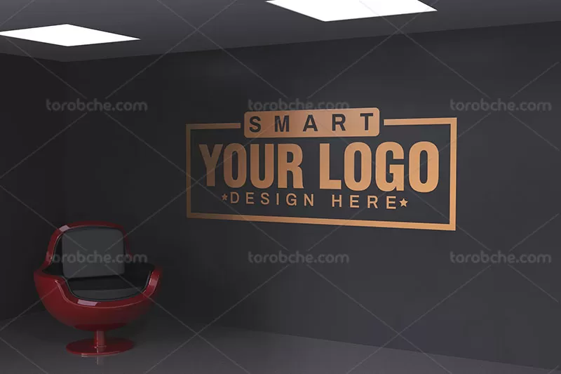 موکاپ لوگو روی دیوار مشکی | گرافیک با طعم تربچه