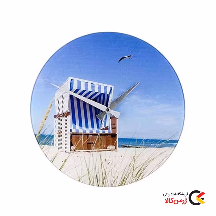 ساعت دیواری گرد مدل Strandkorb از برند ونکو با تصویر ساحل شنی | ژرمن کالا