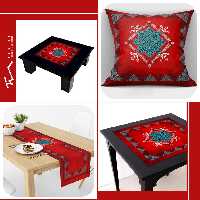  طرح سنتی 1 -  شامل ست کاور کوسن- رانر- رومیزی و رومیزی عسلی- مجموعه 6 عددی