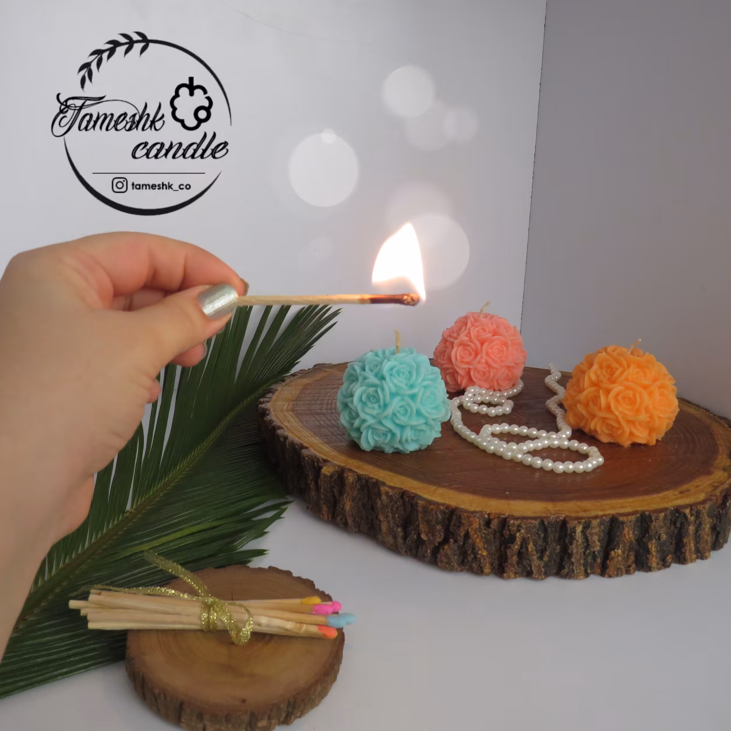 شمع توپی گل رز
