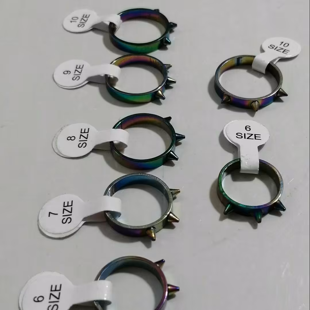 کد721 - انگشتر خالدار استیل - حلقه مشکی خالدار - حلقه هولوگرامی خال دار - حلقه رنگی خال دار - انگشتر خالدار هولوگرامی