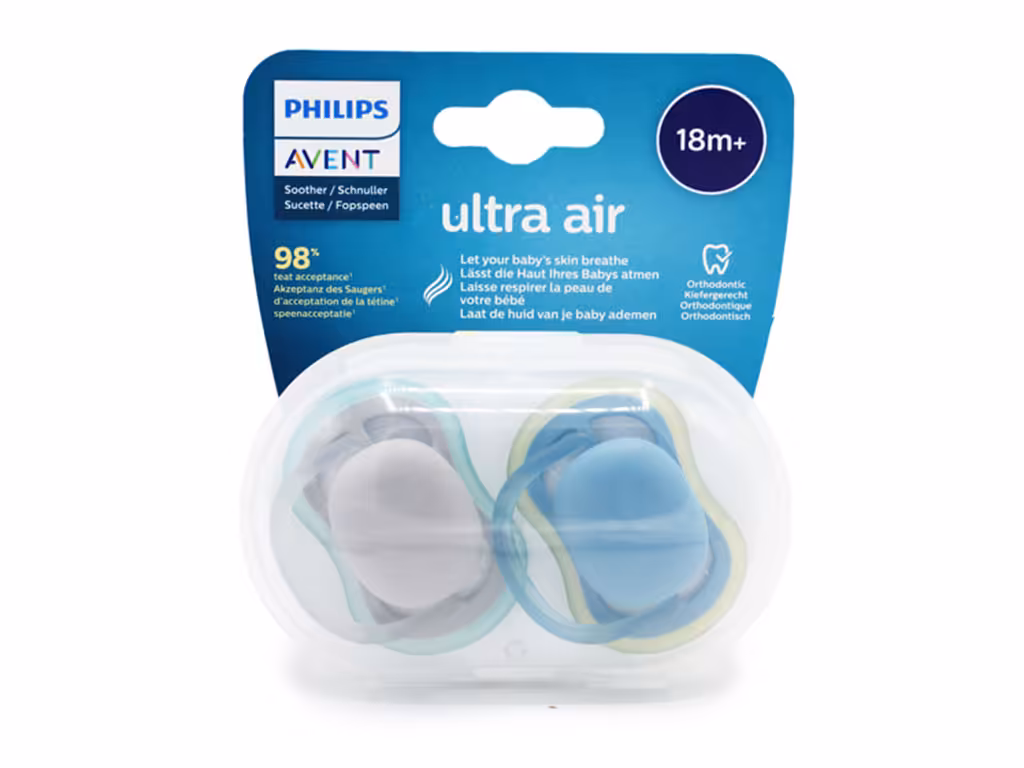 پستانک ارتودنسی دو عددی نوزادی بالای 18 ماه مدل ultra air فیلیپس اونت philips avent