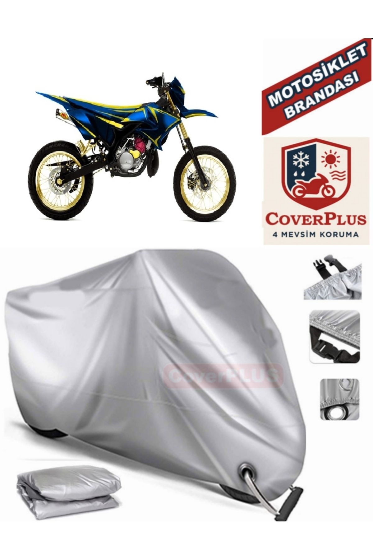 چادر موتورسیکلت خاکستری قفل سازگار با هدف موتور YAMAHA DT 80 سیکلت BRANDA COVER MOTOEN MotoEn