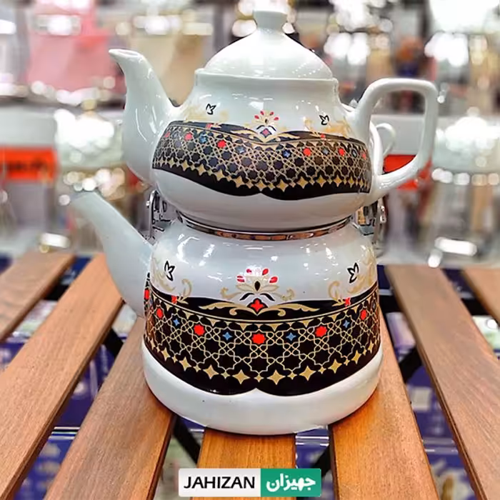 کتری و قوری لعابی لایت طرح نوار