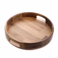 سینی چوبی گرد دسته دار کوچک آماهوم