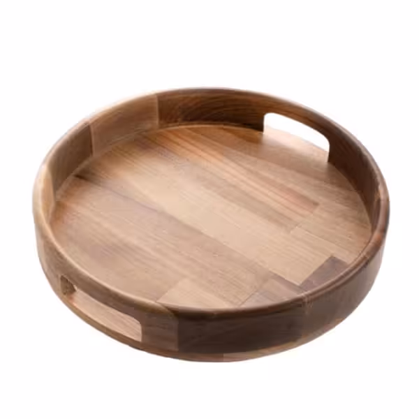 سینی چوبی گرد دسته دار کوچک آماهوم