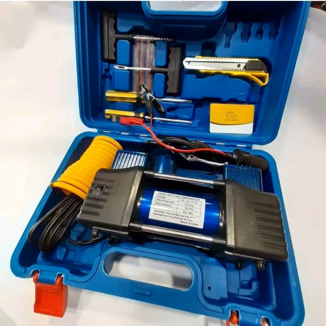 پمپ باد فندکی خودرو2 سیلندربا لوازم جانبی کاربردی 