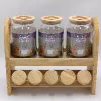 پاسماوری و جا ادویه 8 تایی چوبی رابروود کد 41558