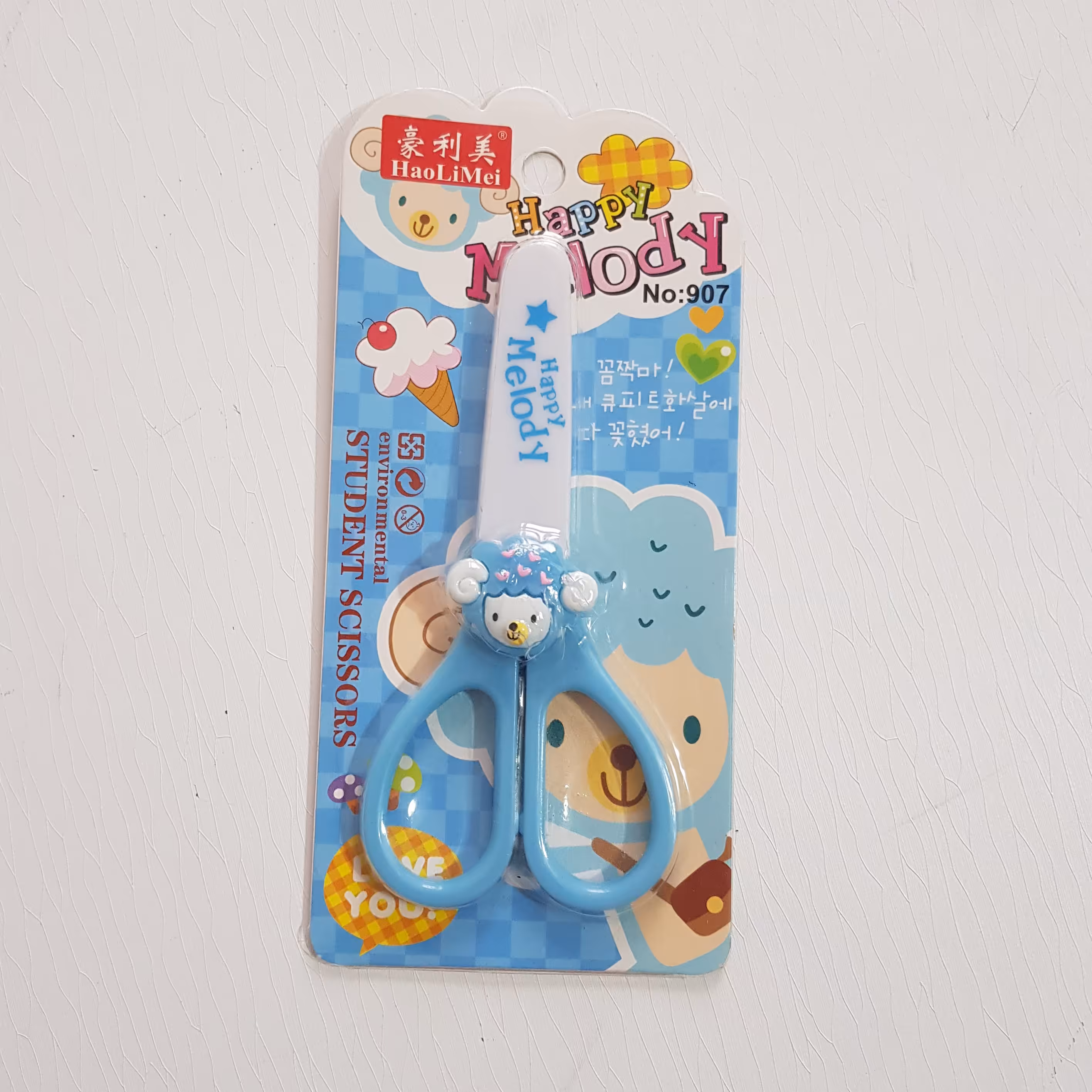 قیچی ،قبچی غلاف دار،طرح حیوانات،رنگ ابی،طرح ببعی ناقلا.کد3