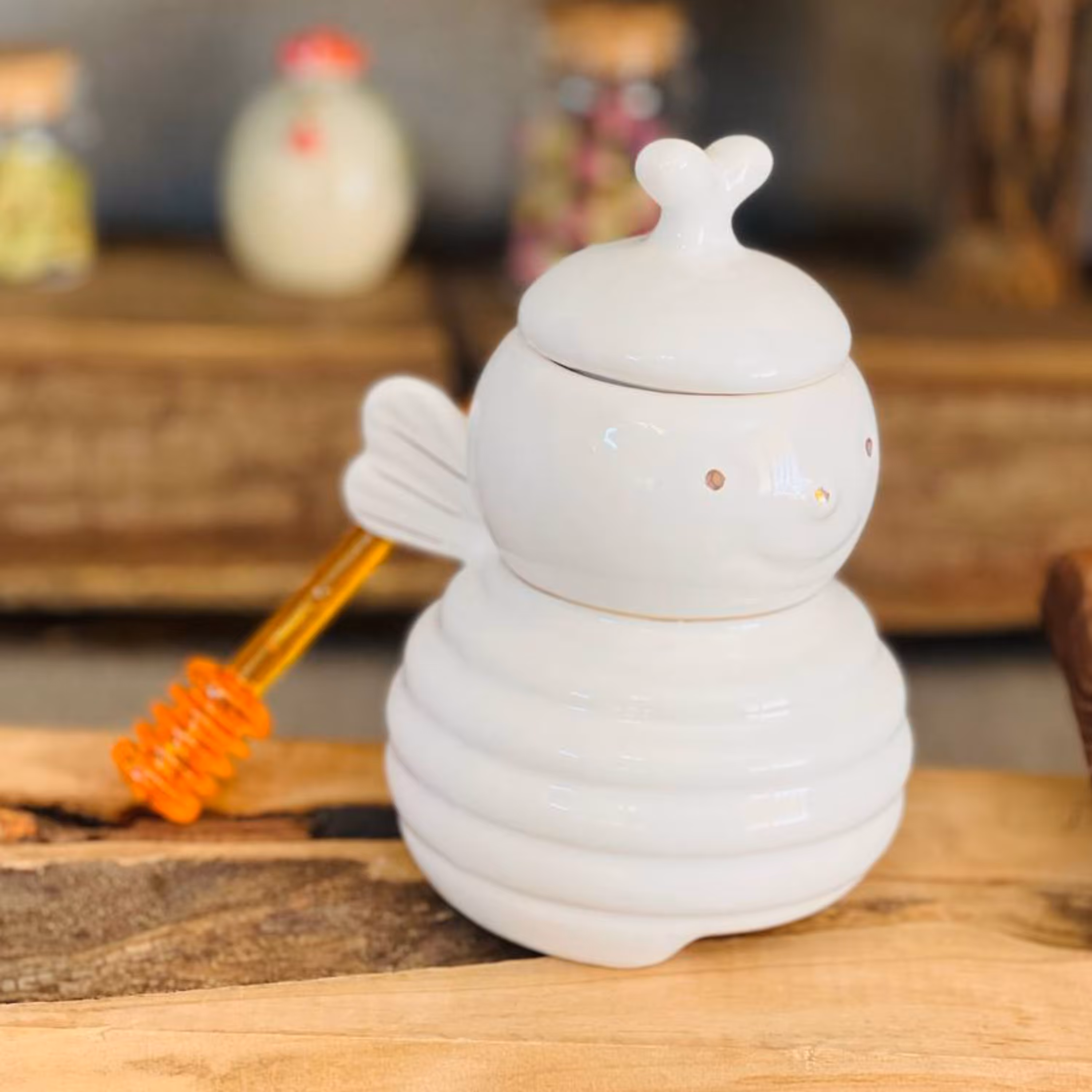 ظرف عسل سرامیکی طرح زنبور 