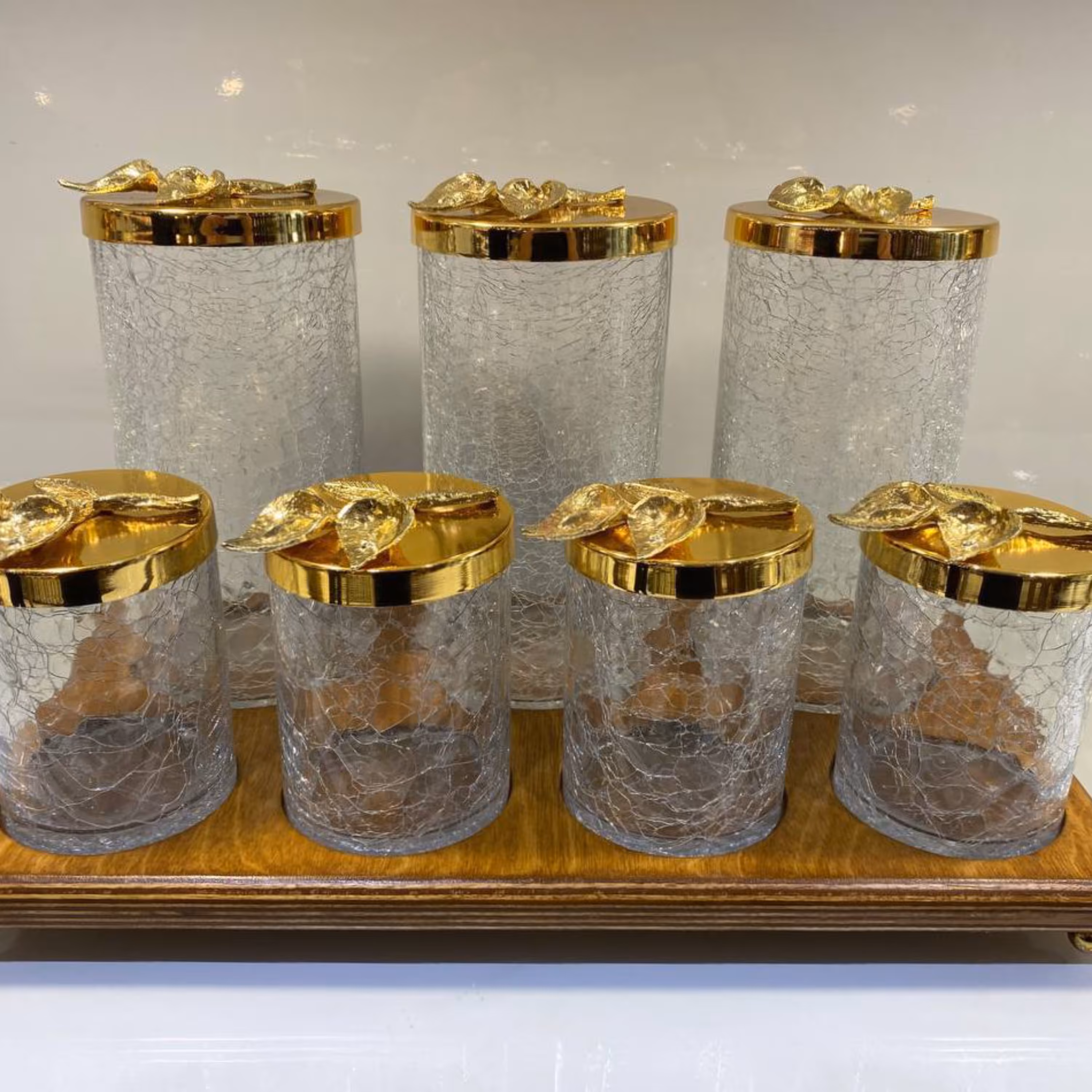 هفت پارچه پاسماوری ابگز طرح گل زیر چوب